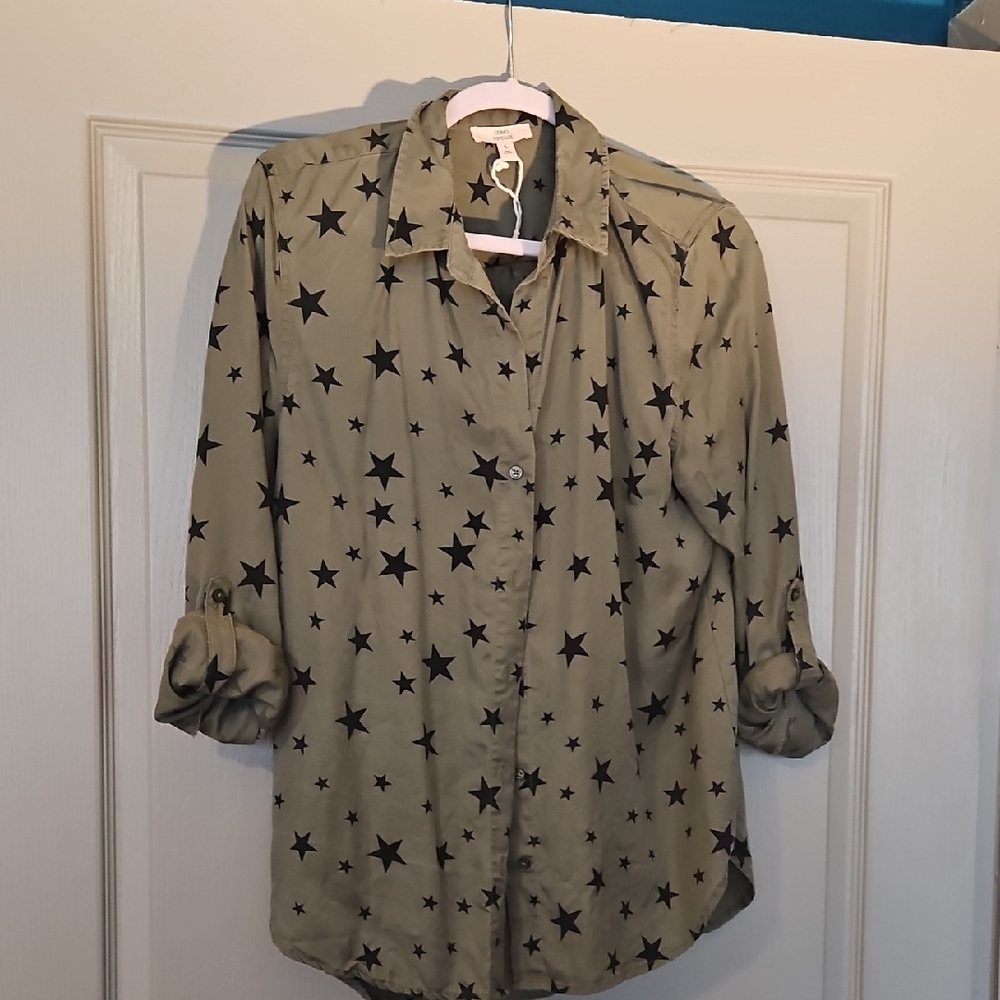 Como Vintage Olive Star Print Shirt